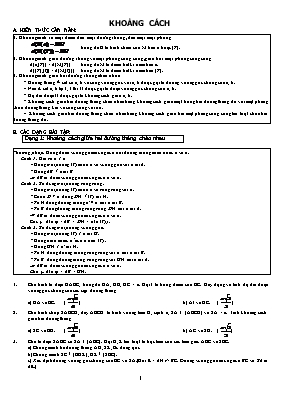 Bài tập Hình - Khoảng cách